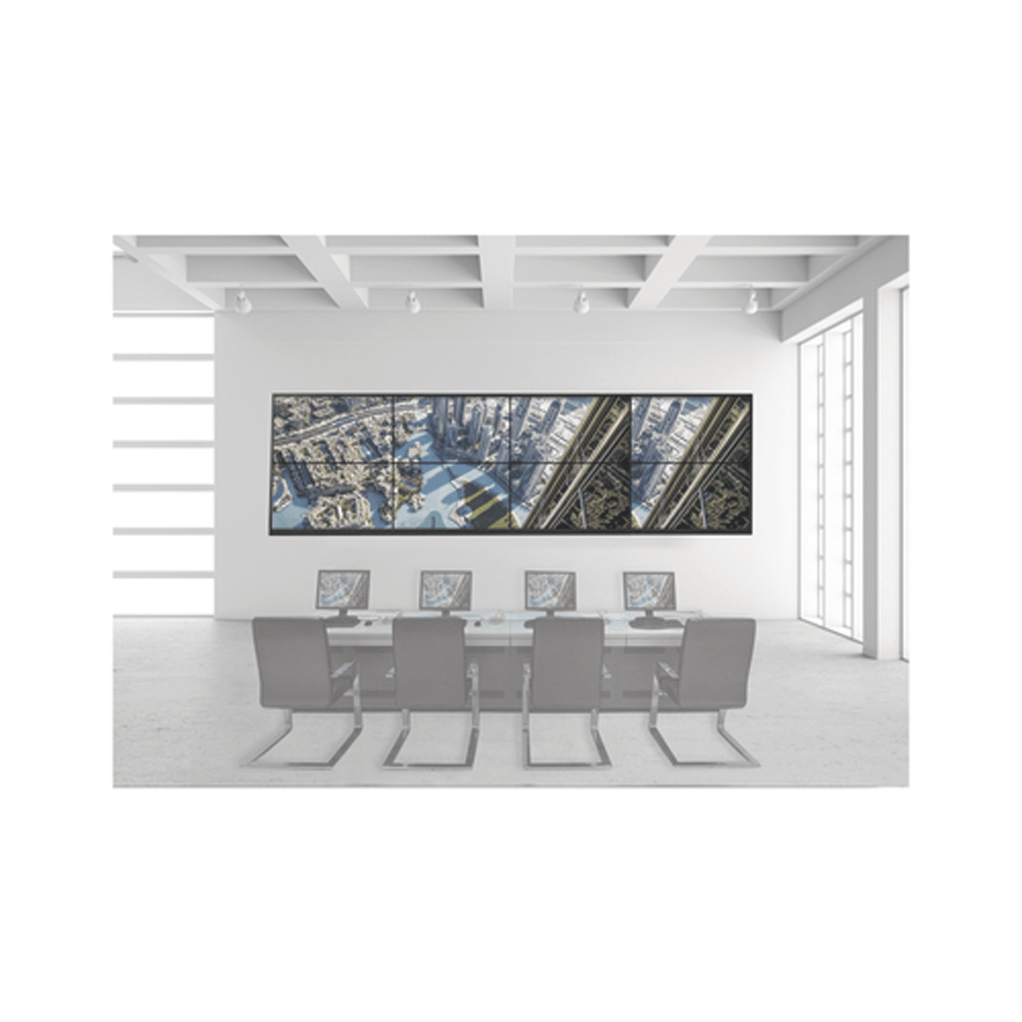 Kit Videowall 4×2 / Incluye 8 Pantallas de 55″ / Decoder / Base de Pared