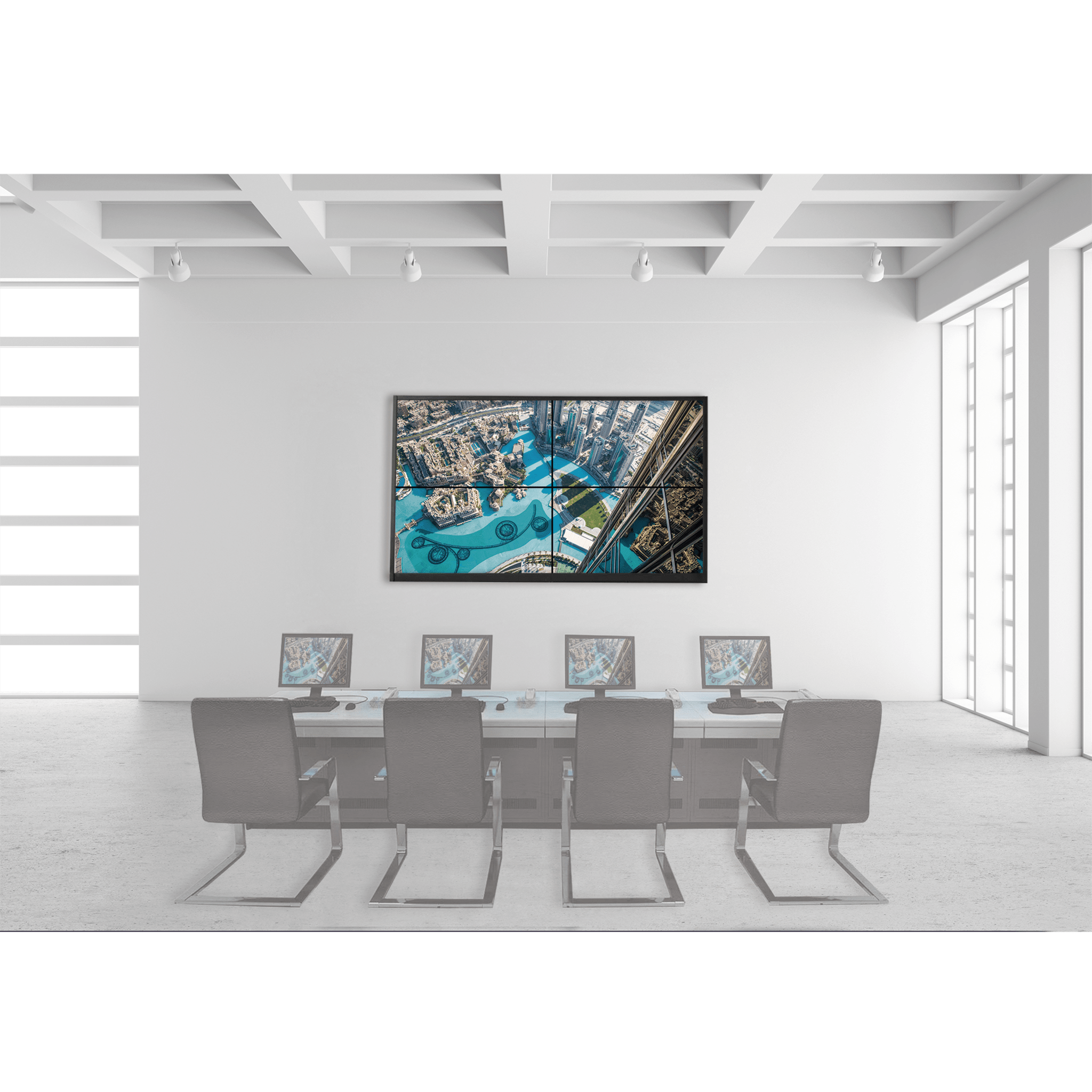 Kit Videowall 2X2 / Incluye 4 Pantallas de 55″ / Decoder / Base de Pared / Accesorios de Instalación