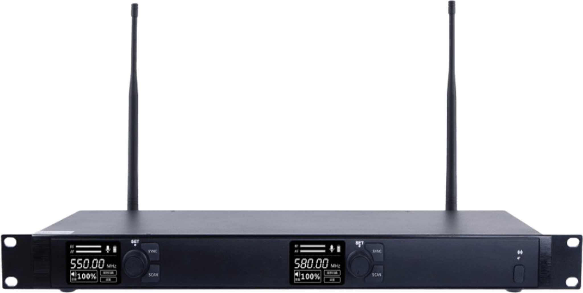 Receptor Inalámbrico Dual Canal Digital U-Band | 4 Bandas de Frecuencia (470-830 MHz) | Transmisión Digital pi/4-DQPSK | Pantalla TFT-LCD 2.2″ | Anti-Interferencia con ID Code Pilot | Salidas Balanceadas y Desbalanceadas | Ecualizacion