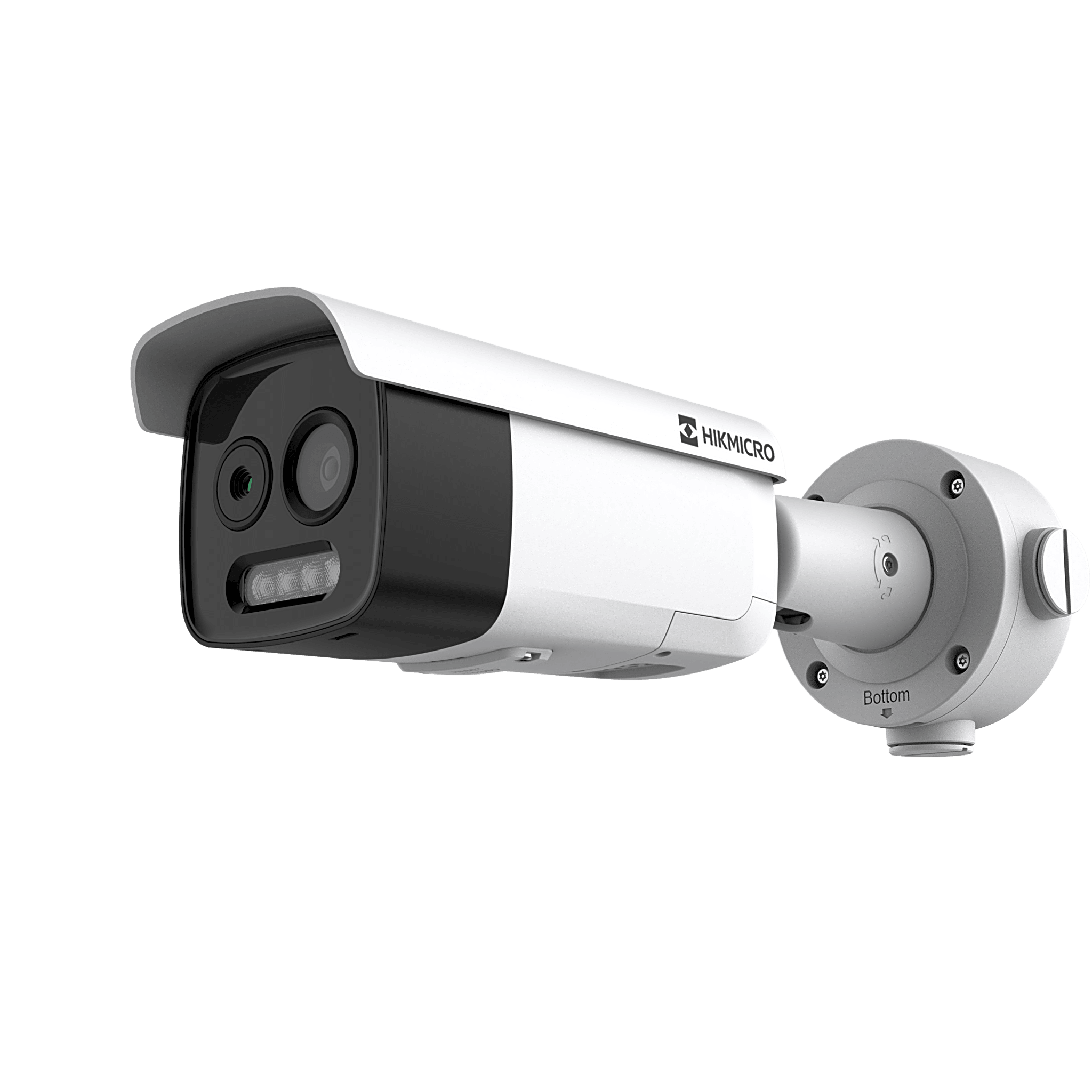 Cámara Bala Bi-espectro Térmica y Óptica/ 5MP Óptica + 256×192 Térmica / IA para Detección Humana 84m y Vehicular 210m / Alarma por Temperatura -20°C a 150°C / Detección de Fuego y Fumadores /