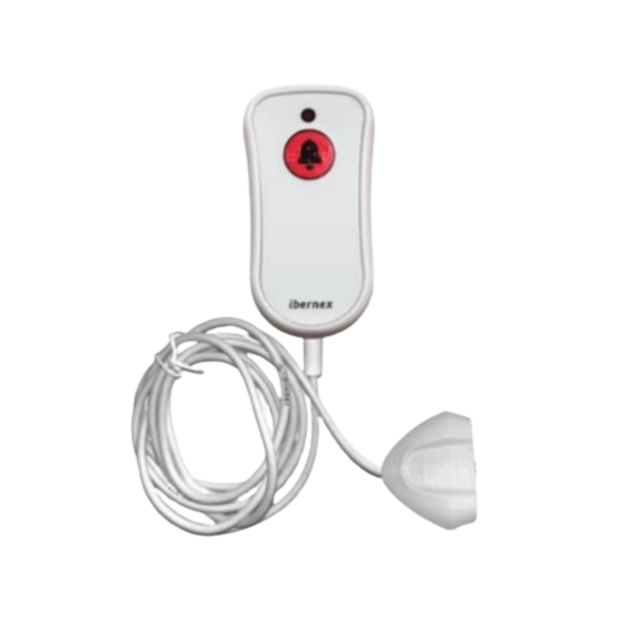 Pulsador de Cama Blanco Antibacteriano / Botón Rojo de Alarma 20mm / Conector Magnético / Protección IP67 / Cable 2m Resistente al Fuego / Libre de Halógenos / Braille ‘SOS’