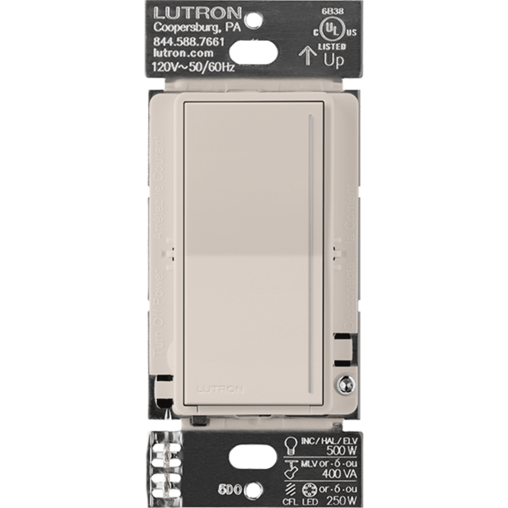 (RadioRa3) Apagador Sunnata color blanco para linea Radio Ra3, 8A de iluminacion, 5.8A Motor