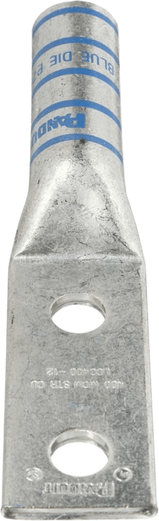 Zapata de compresión LCC400-12-6 para cal. 400 Kcmil, Doble barreno para tornillo prisionero de 1/2, Espaciado de orificios 44.5mm, 1 Pz