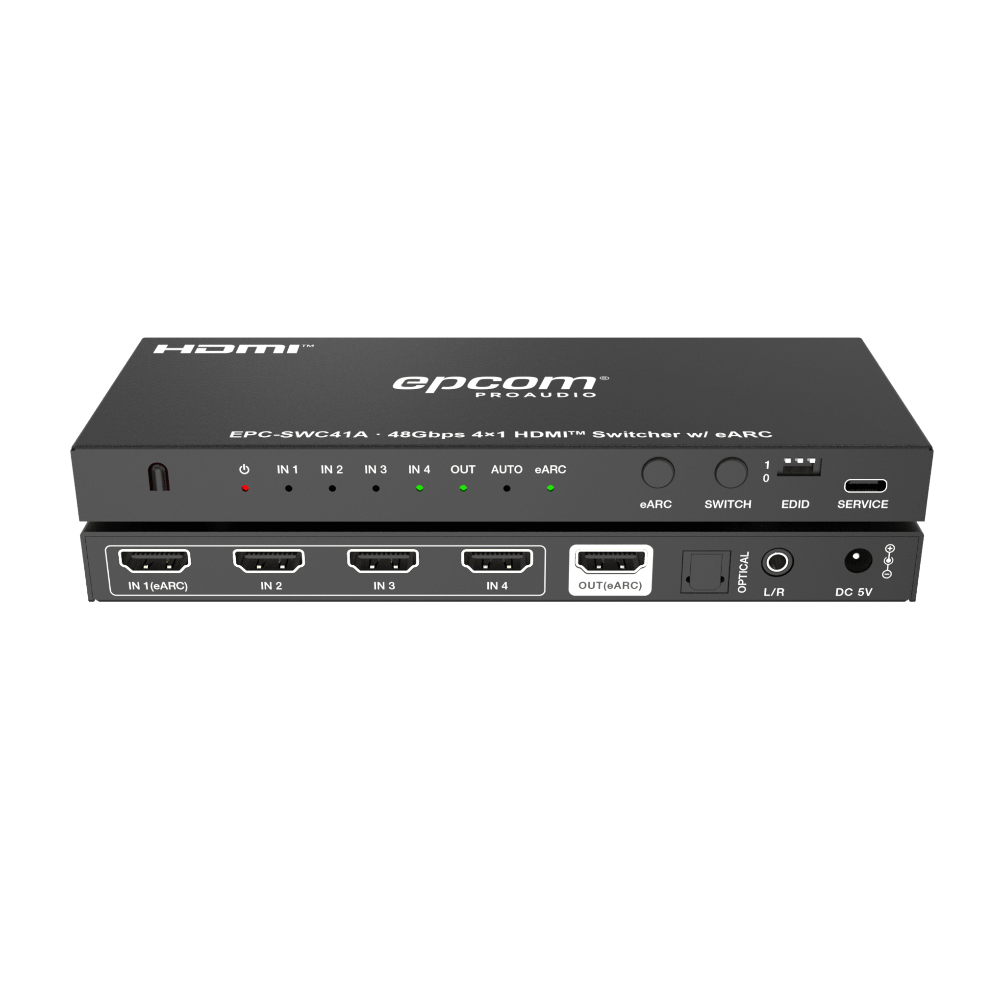 Switch HDMI 4×1 | 8K@60Hz 4:2:0 | 48 Gbps | ARC/eARC | Extracción de Audio | Gestión EDID | Control CEC